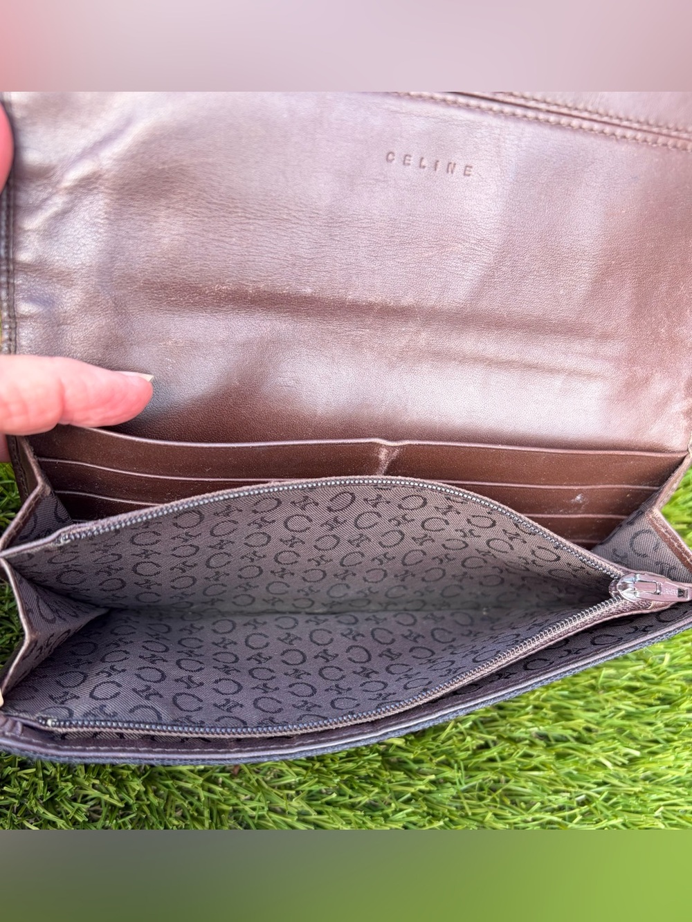 Authentic Celine Paris Soft Fabric & Leather Long Wallet Italy - Picture 7 of 12